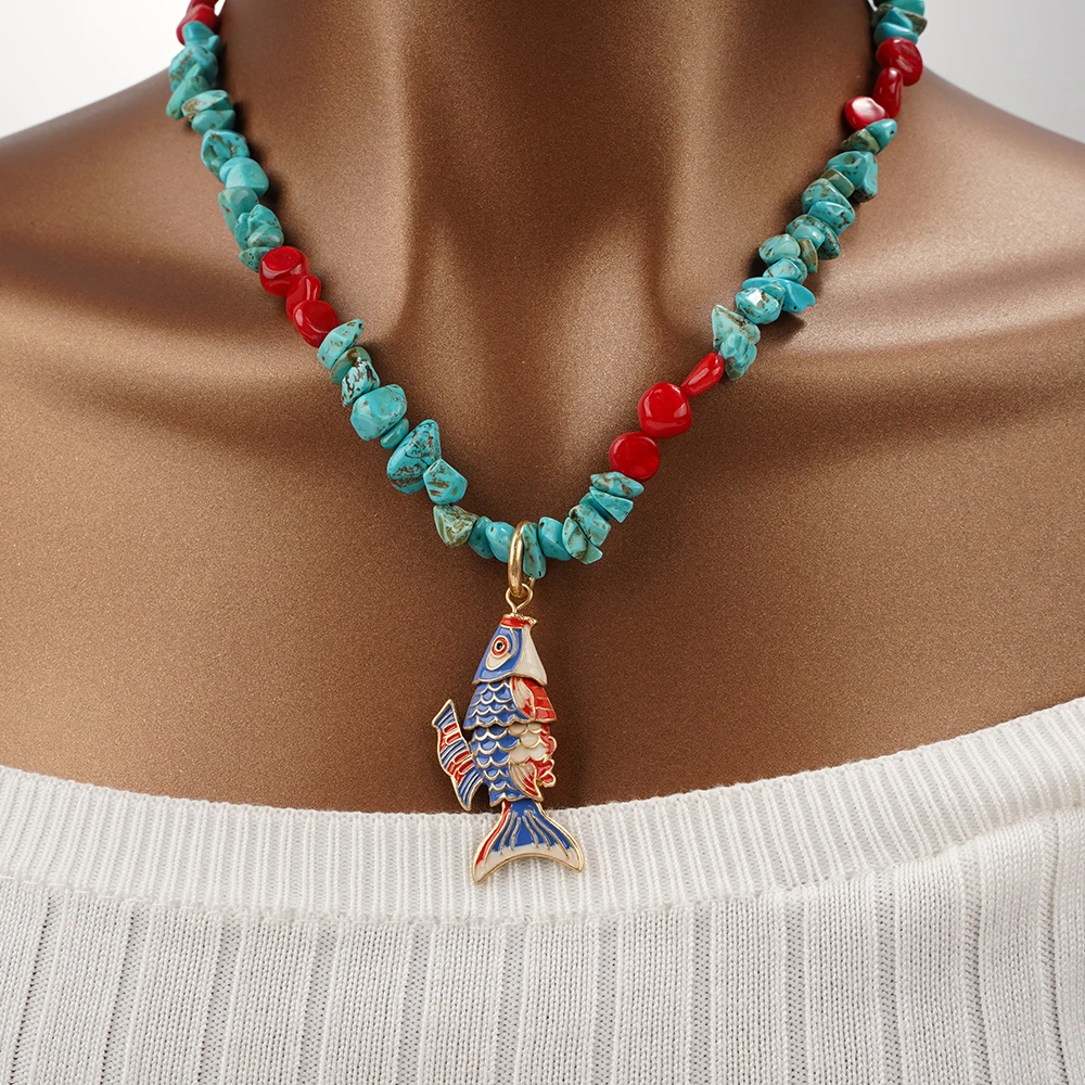 

Lucky Carp Necklace Earrings Set Original Design 2025 New Daily Travel Accessories To Give Wife And Mother Anniversary Gift