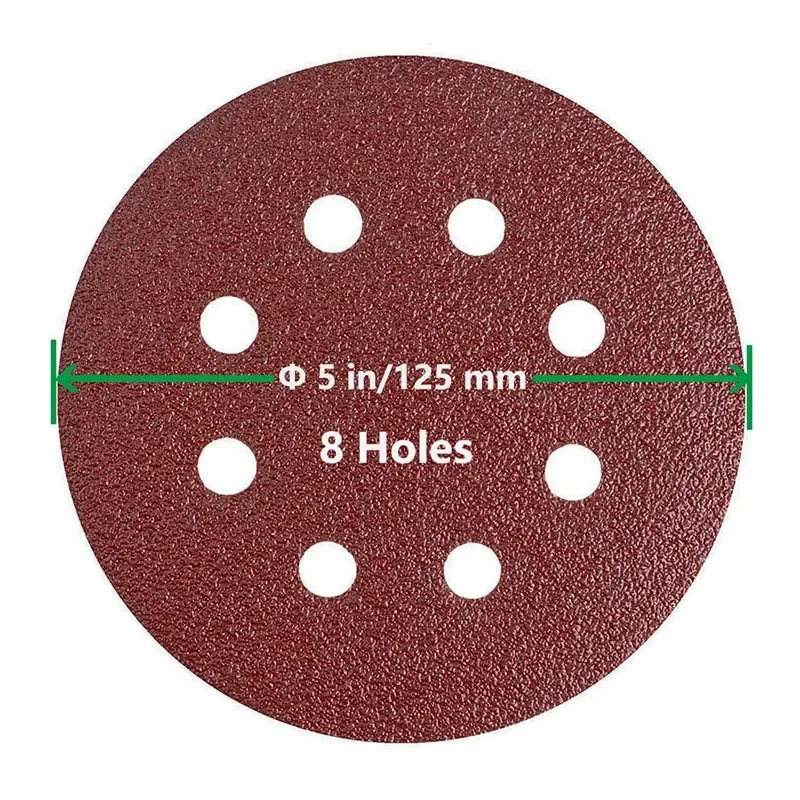 TORGWIN 50PCS 5 inch 125MM Round Sandpaper Disc Sander Disc 40/60/80/120/150 Grit Hook and Loop Sanding Grinding Disc Polish