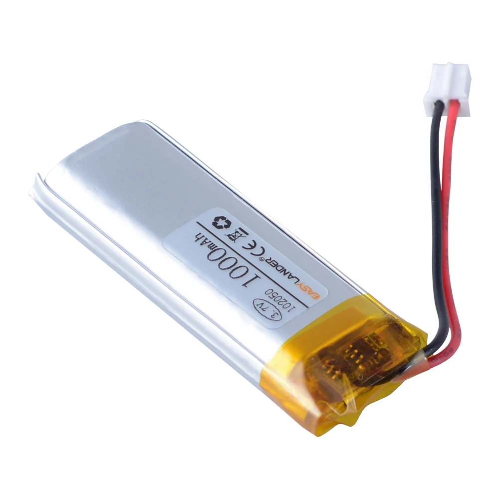 JST 2.0 2P 1000mAh 3.7V 102050   Batería recargable de polímero de iones de litio