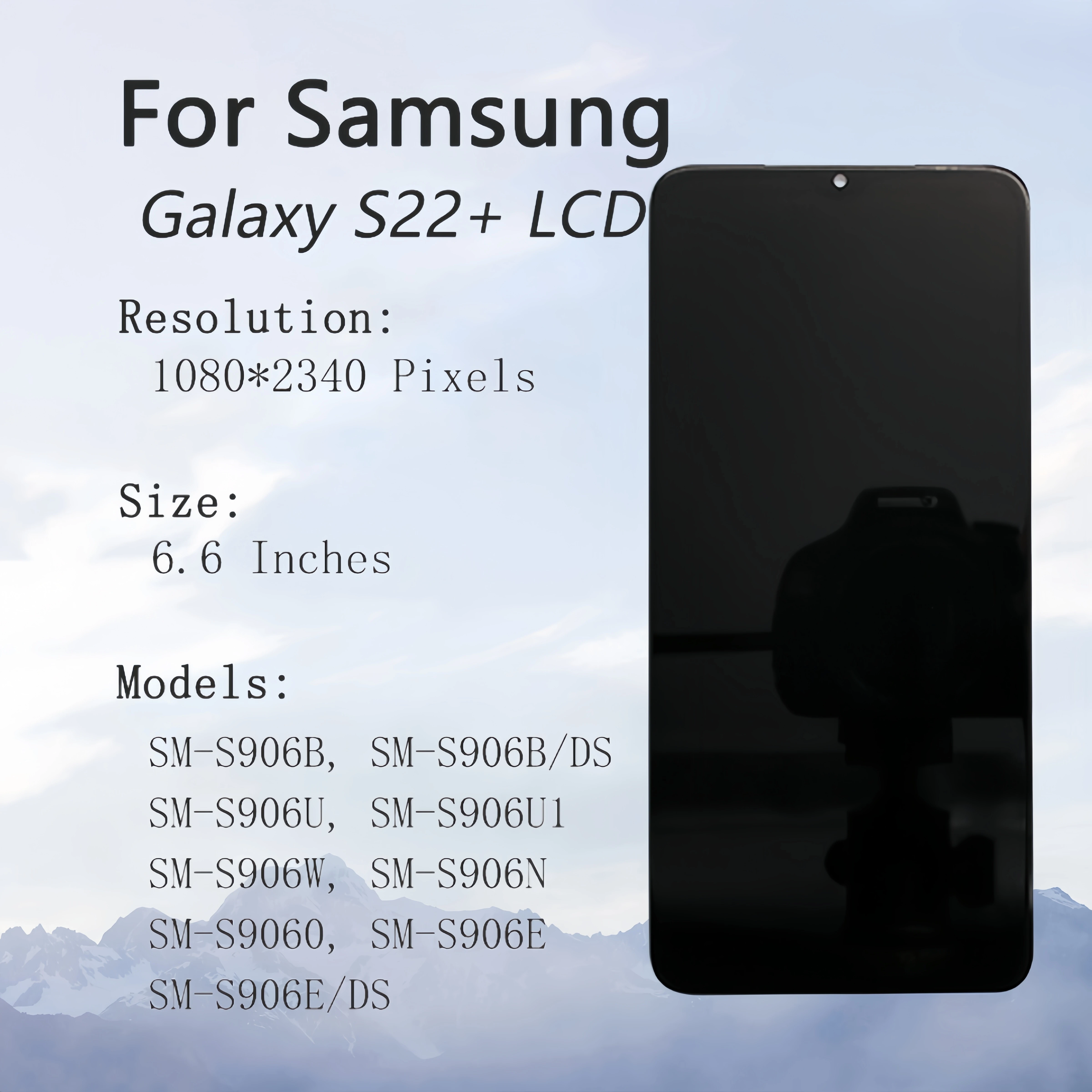 LCD Display Touch Screen Digitizer Assembly Replacement, Samsung Galaxy S22+ 5G, S906, SM-S906B/DS, S906W, S906E/DS, S906E