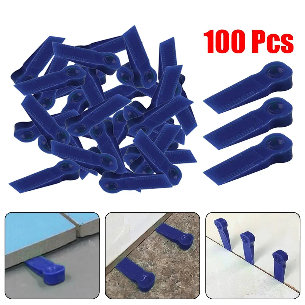 100pcs Plastic Tile Spacers Reusable Positioning Clips Wall Floor Tile Tools Wedge Spacers Leveling Clips Floor Laying Tools