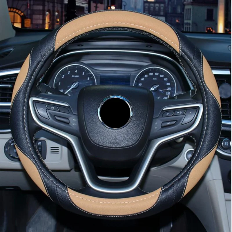 Universal 38 cm steering wheel cover sports style artificial leather braid on the steering-wheel protecting automotive interior