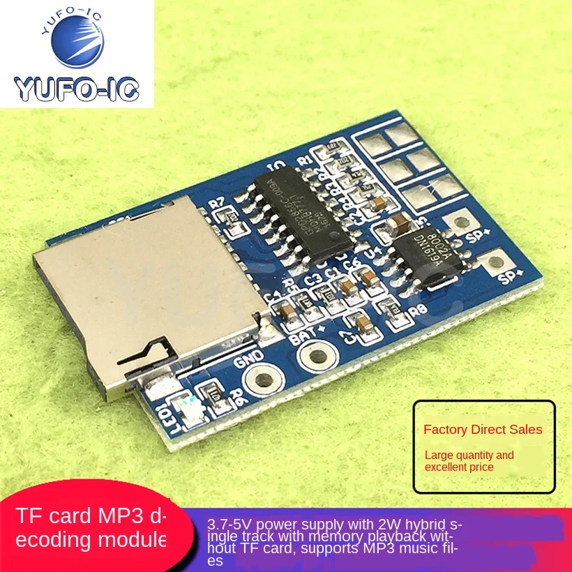 Free Ship 1PCS TF Card MP3 Decoding Module 3.7-5V Power Supply With 2W Hybrid Single Track With Memory Playback