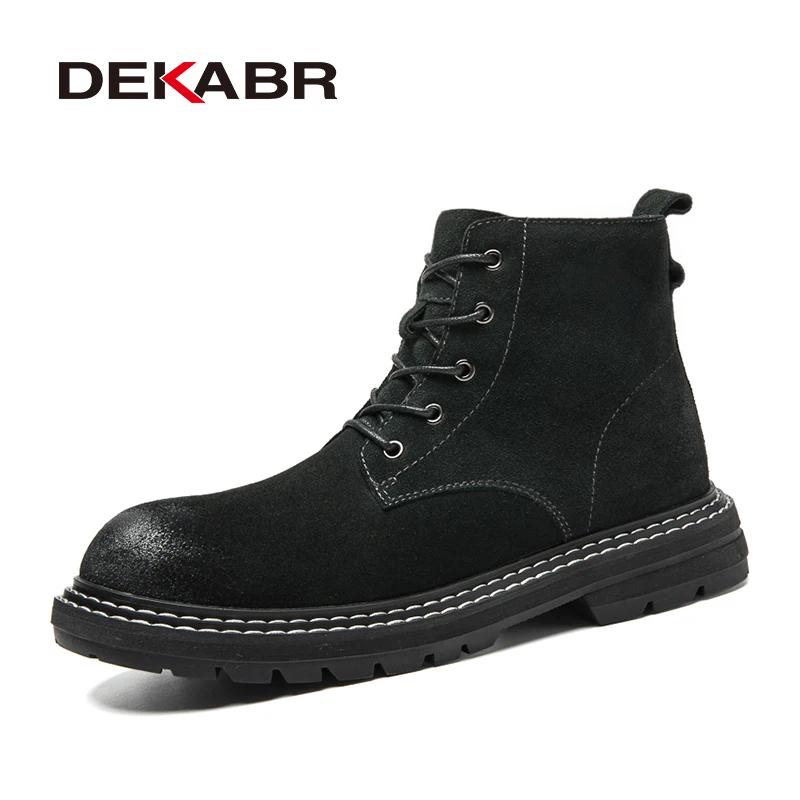 DEKABR 2024 New Fashion Casual Men Shoes Genuine Leather Boots Lace Up Waterproof Handmade Comfortable Business Boots Size 37-46