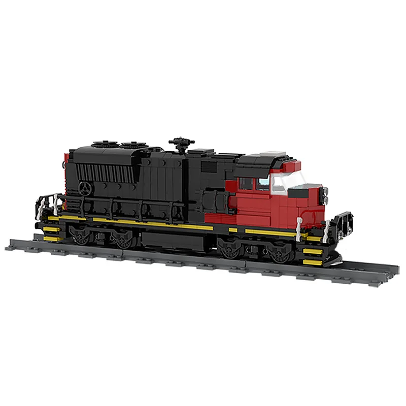 

EMD SD70M-2 CN Locomotive MOC Building Blocks, Modern Freight Train with Black Nose, Diesel Engine DIY