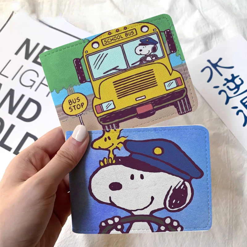 Kawaii Snoopy Auto patente di guida Cover uomo donna PU Car Driving documenti caso carino porta carte di credito titolare della patente di guida