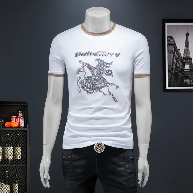 

Мужская модная футболка из шелкового хлопка с круглым вырезом и коротким рукавом, высококачественная, летняя, молодежная, с креативным принтом