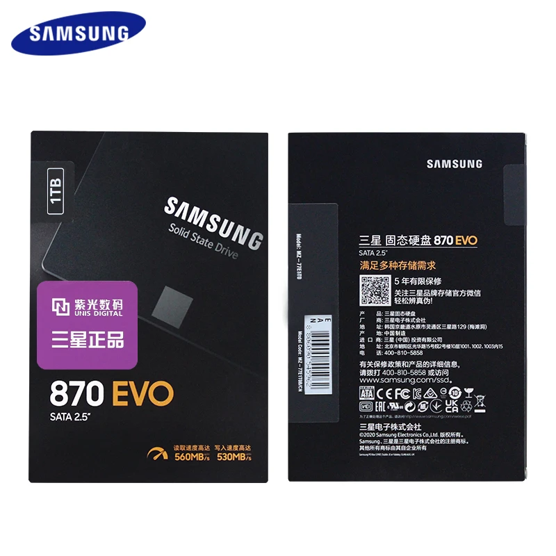 SAMSUNG Original 870 EVO SSD SATA 3.0 Internal Solid State Drive 250GB 500GB 1TB 2TB TLC 560MB/S SSD SATA Hard Disk Flash SSD