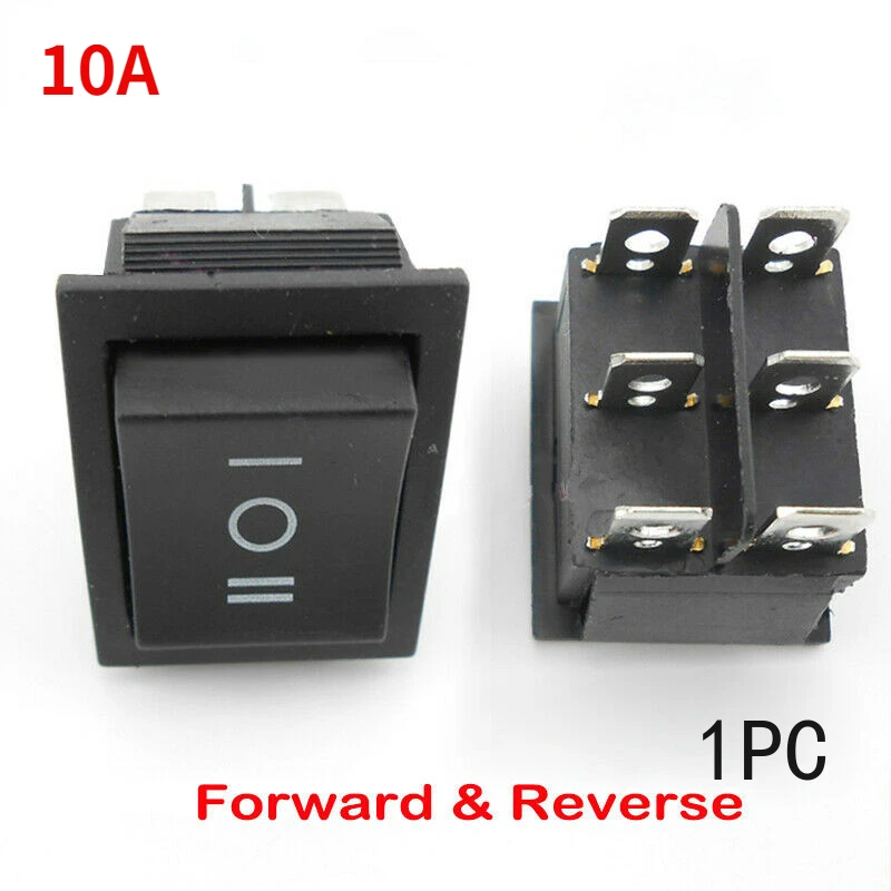 10A Forward Reverse Toggle Switch Inverted CW CCW Control Converter for DC Motor Rocker Power 6 Foot 3 Gear 12V Button Switch