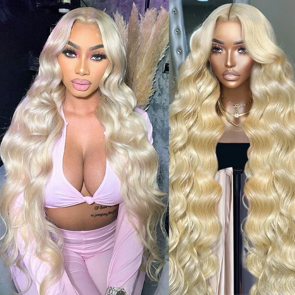 

200 Density 13x4 13x6 HD Transparent Lace Front Human Hair Frontal Wigs 100% Natural Hair 30 38 Inch 613 Blonde Wigs For Women