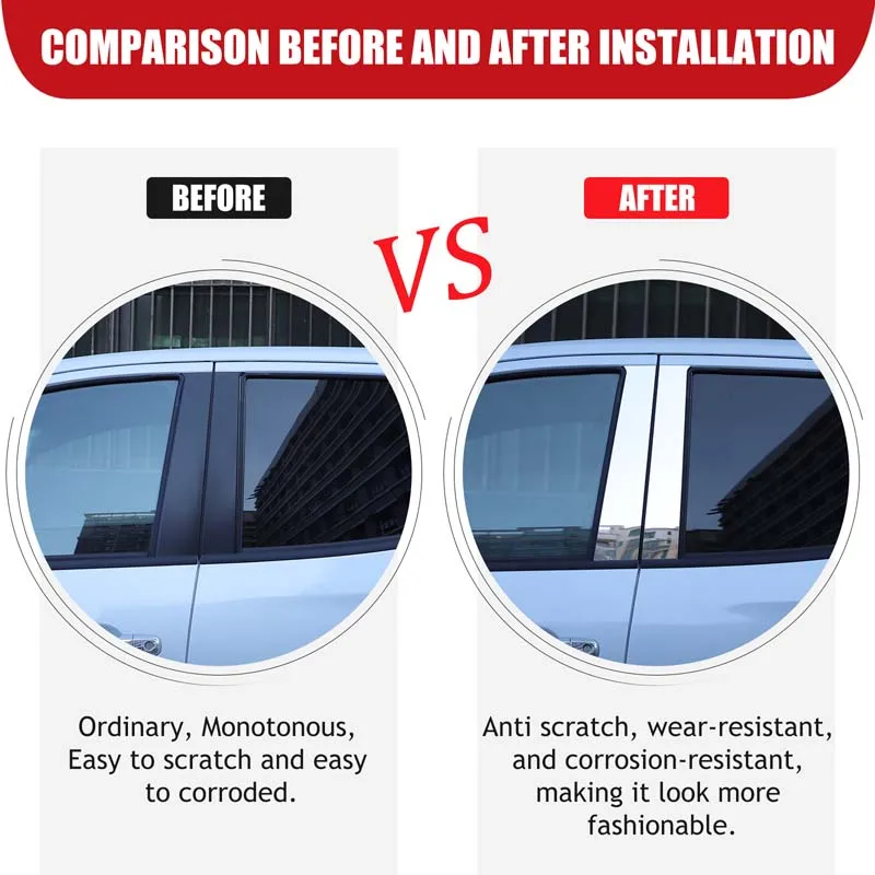 

4piece set stainless steel For Mitsubishi L200 Triton 2015-2023 car window center pillar patch decorative sticker accessories