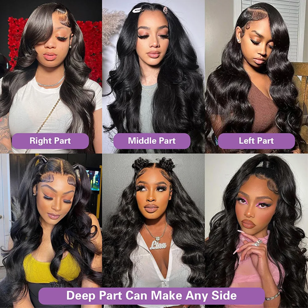 30 بوصة 13x4 الدانتيل الجبهة الباروكات شعر الإنسان 220 الكثافة الجسم موجة HD الدانتيل الجبهة الباروكات شعر الإنسان قبل قطعها الطبيعية الأسود غلويليس F #6