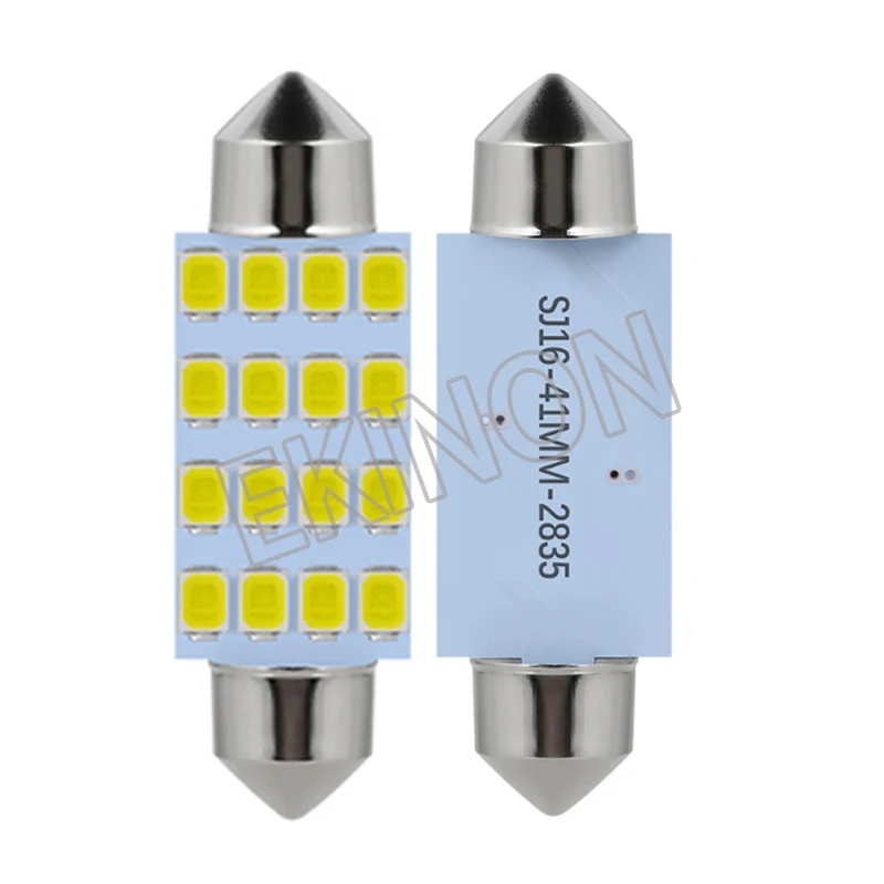 20pcs Car LED Festoon 31mm 36mm 39mm 41mm Auto License Plate Reading Light Bulb Dome Lamp 16SMD 2835 White DC12V