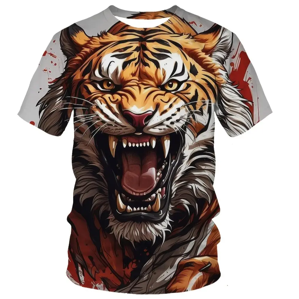 

Men's 3D Printed Tiger Pattern T-Shirt Loose Comfortable Short Sleeve Crew Neck Sports Casual Summer Top Art Street Style Gifts