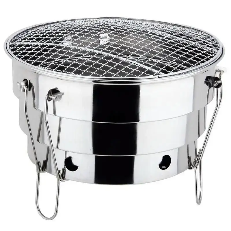 

Portable Outdoor BBQ Grill Folding Split Stainless Steel Fire Pit Cooking Supplies Indoor Camping Picnic Charcoal Grill Burner