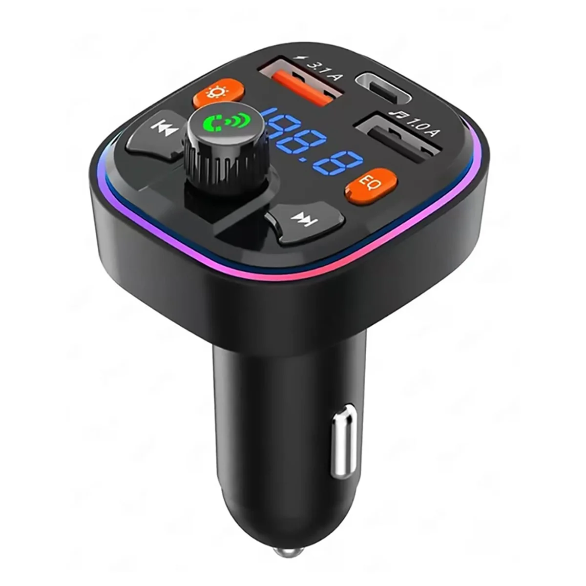 

Bluetooth FM Transmitter for Car - Dual USB Port and Type-C PD Car Charger, 7 Colors LED Backlit, MP3 Music Player