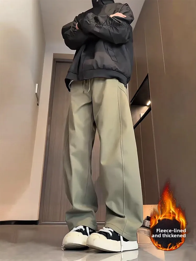 

Oversize American Sle Military een Thiened Winter Workwear Pants Men's Casual Wide Leg Trousers Vintage Straight Cut