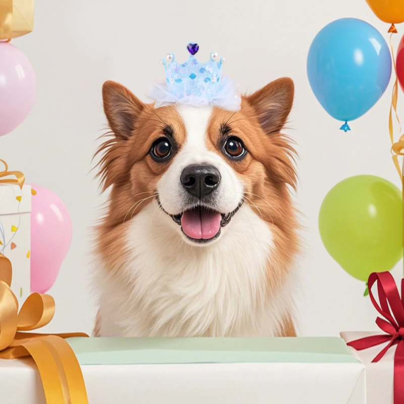 Mahkota Ulang Tahun Hewan Peliharaan Perlengkapan Properti Fotografi Berdandan Ulang Tahun Anjing Topi Baja Mahkota Hewan Peliharaan Lucu Pakaian Hewan Peliharaan Putri Persediaan Hewan Peliharaan