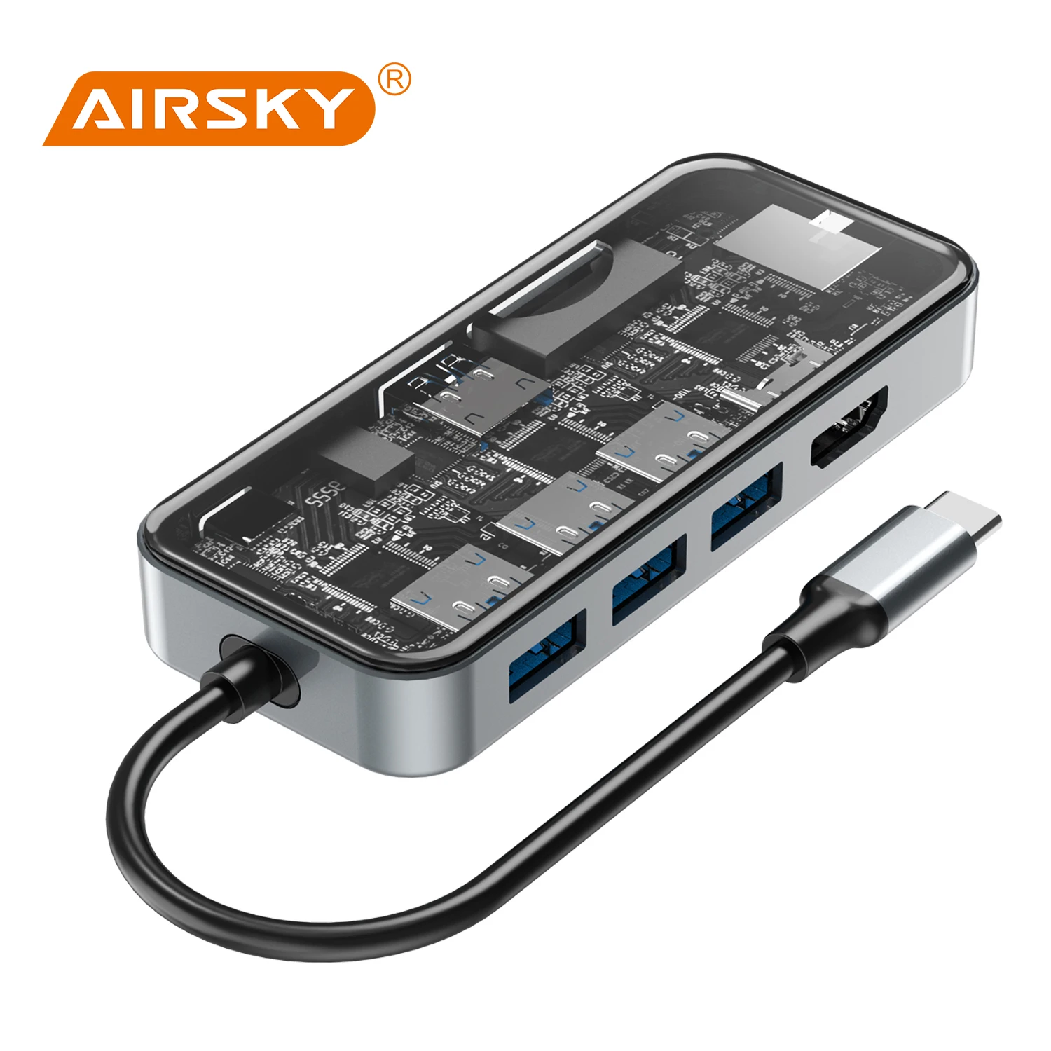 

AIRSKY Docking Station USB C to 4K 60HZ PD 100W RJ45 Ethernet AUX HDMI Adapter Hub for Nintendo Switch Steam Deck Game Consoles