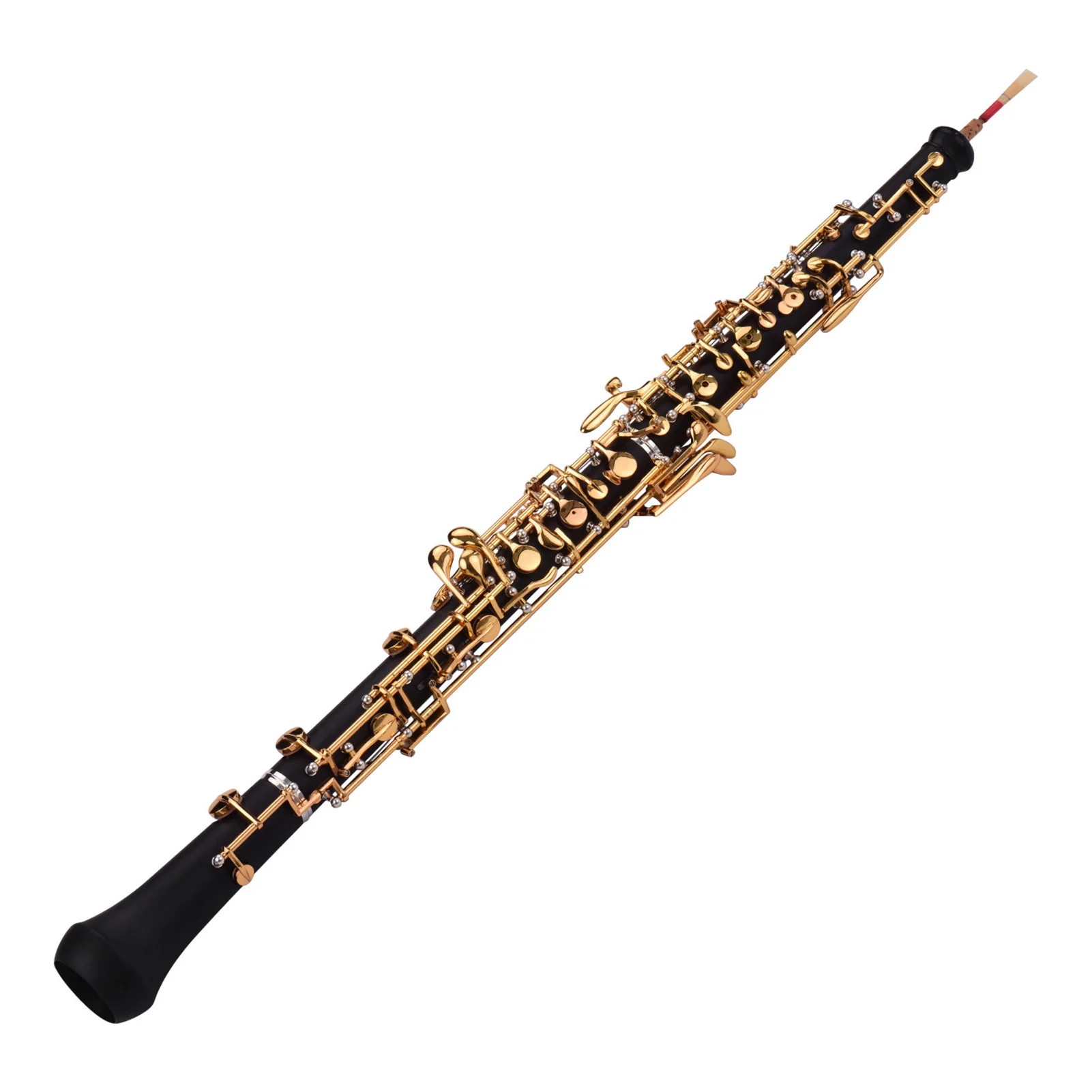 Professional Oboe C Key Semi-automatic Style Gold Plated Keys Woodwind Instrument with Oboe Reed Gloves Leather Case Bag