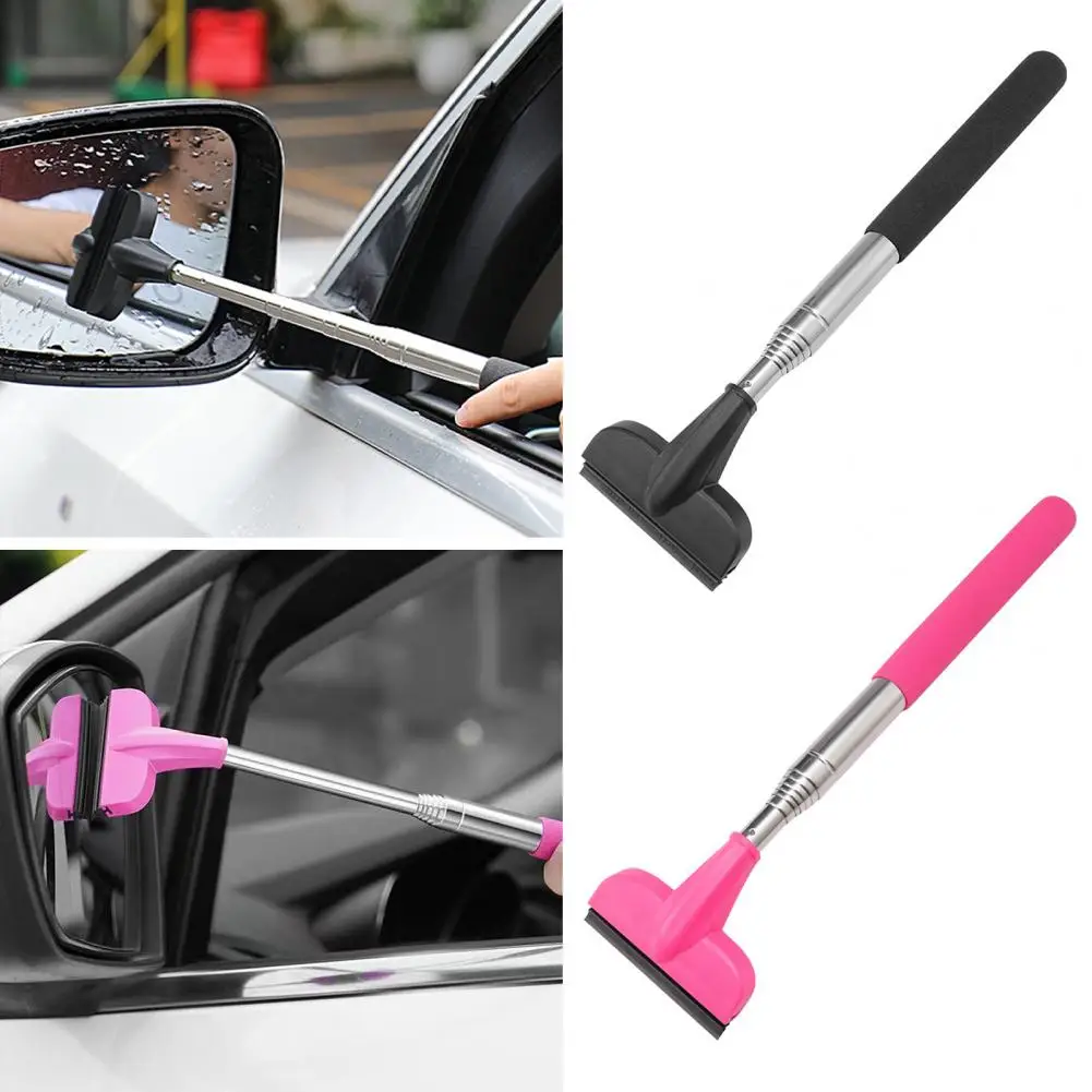 

Multifunctional Car Side Mirror Squeegee Cleaner Telescopic Long Handle PE Natural Rubber Auto Rearview Mirror Wiper for Car