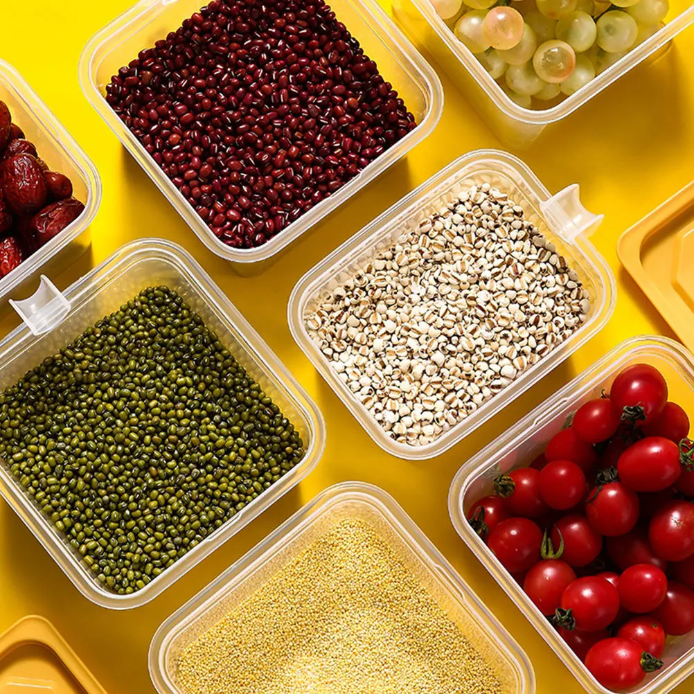 

2Pcs Kitchen Stackable Airtight Food Storage Box Transparent Crisper Organizer Container with Lid Handle Fridge Fruit Box