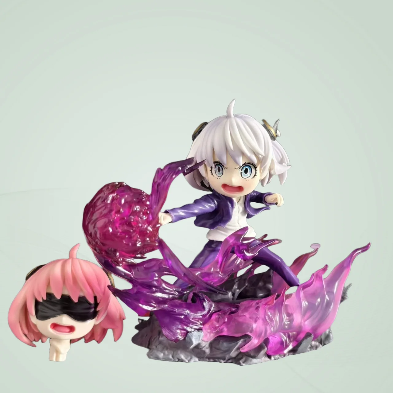 

21cm Anya Forger Cosplay Gojo Satoru Figure SPY x FAMILY Anime Girl Model with Changeable Face Parts Collectible Statue