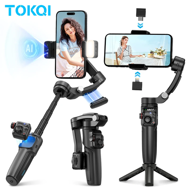 TOKQI M06 Handheld Gimbal Face Tracking Stabilizer, for Cell