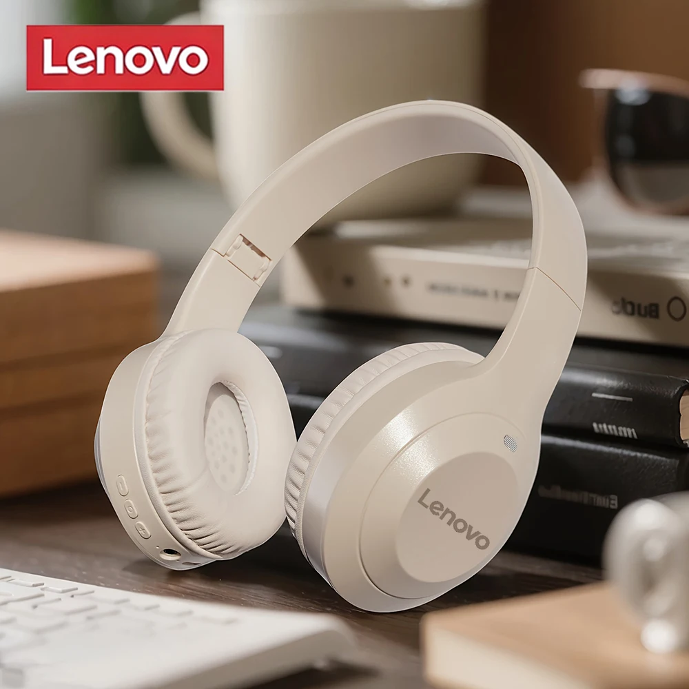 Lenovo over-ear stereo wireless Bluetooth headphones, sports noise-canceling gaming headset with high-definition microphone
