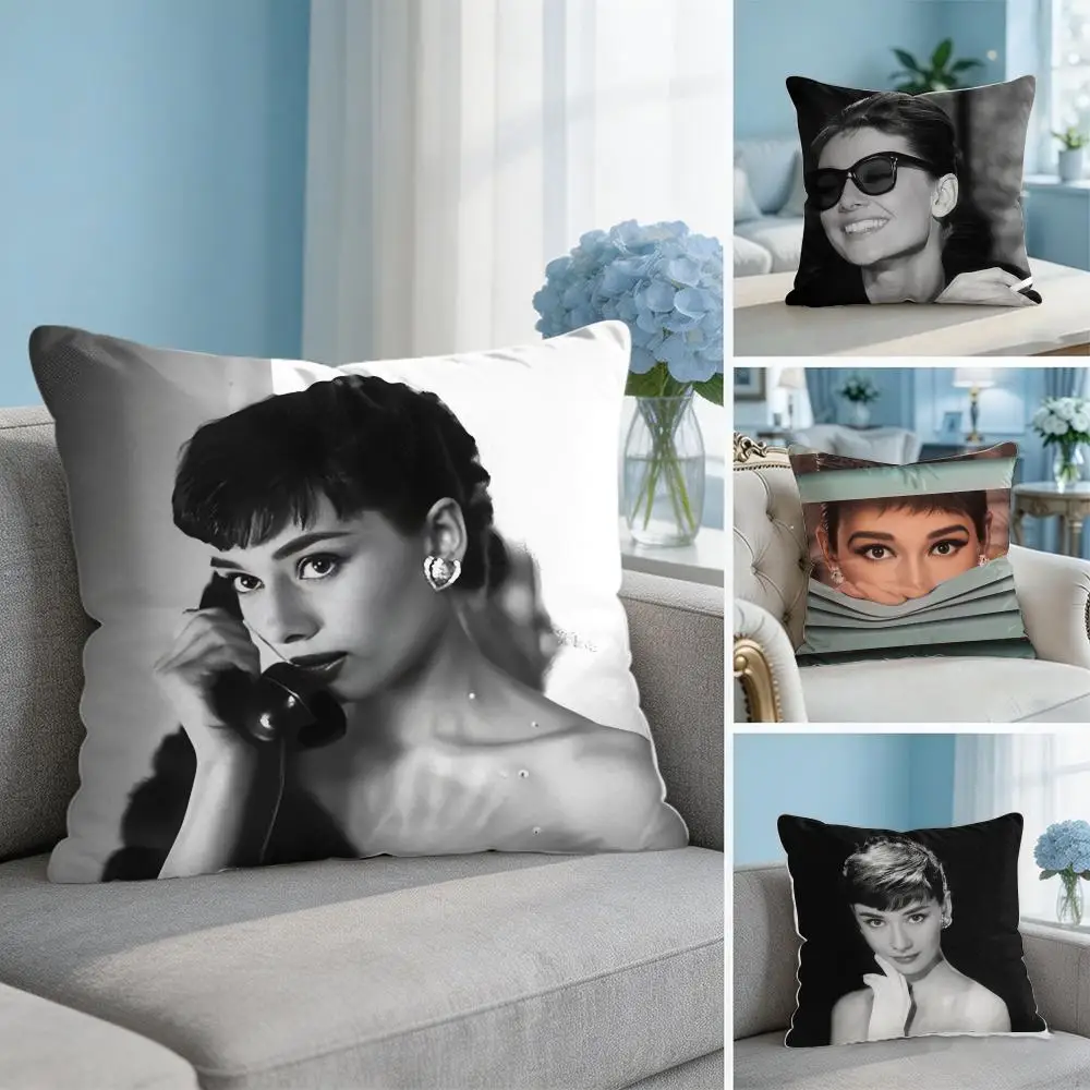 Classic A-Audrey H-Hepburn Cushion Cover Square Pillow Bedroom Sofa Leisure Comfort Living Room Home Decoration 40X40