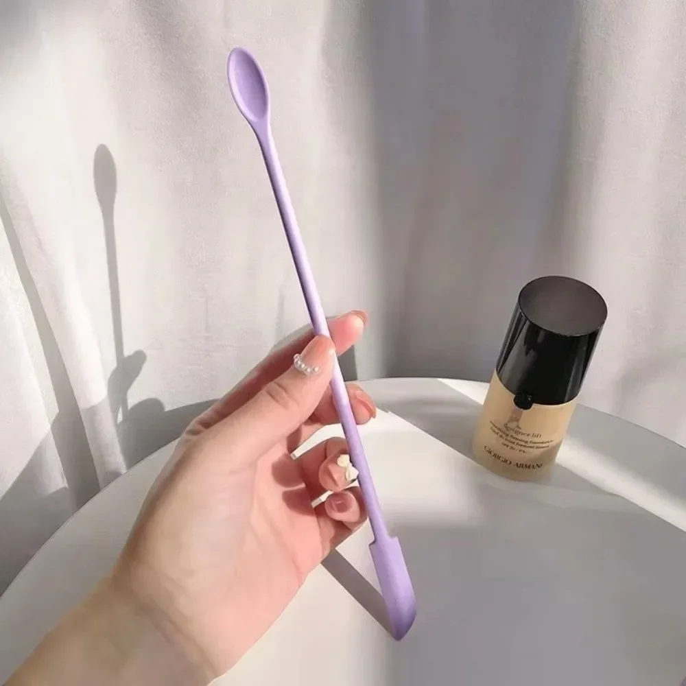 3 pçs portátil mini raspador de silicone dupla cabeça alongada colher de escavação cosmética macia máscara facial escova pincéis de maquiagem conjunto