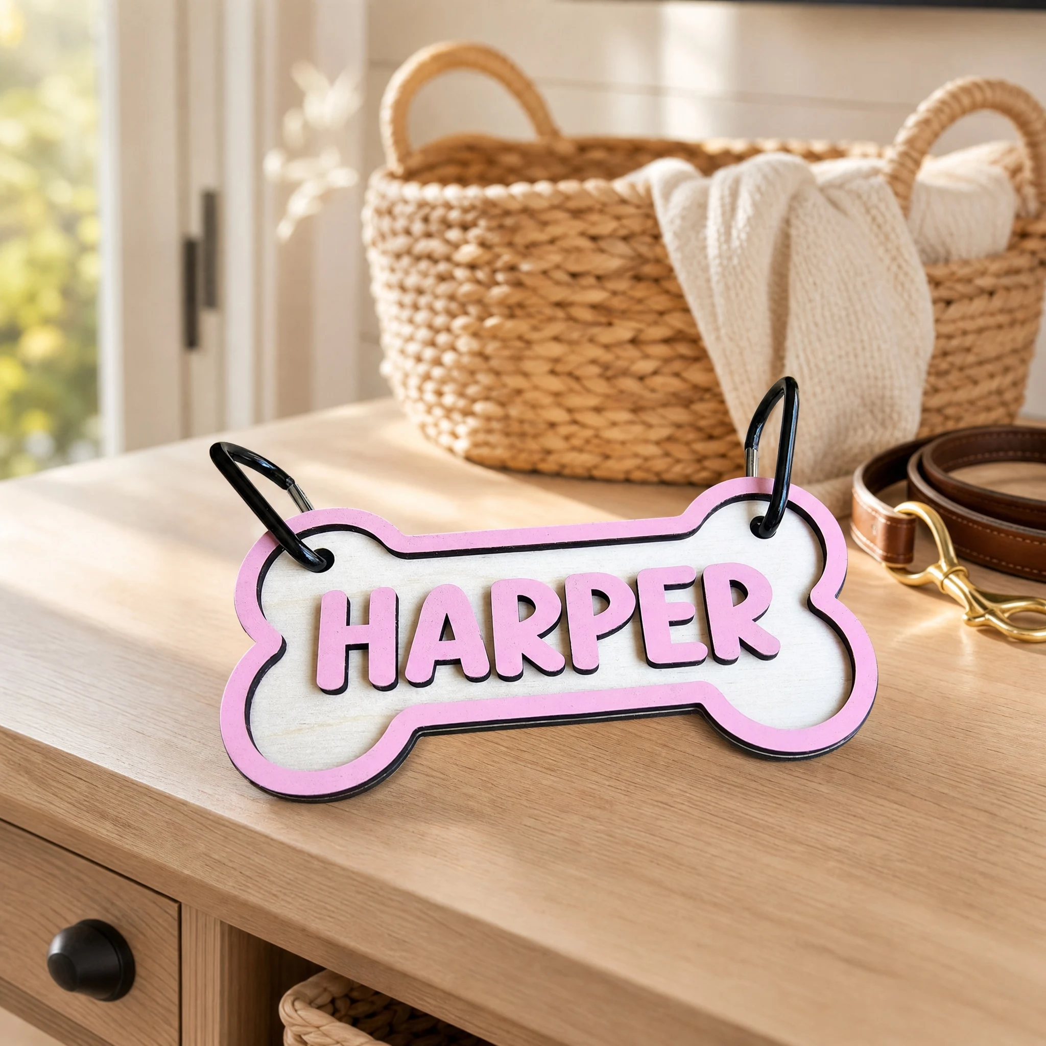 Custom Bone‑Shape Dog Name Wooden Sign, Personalized 3D Raised Letter Pet Name Plaque, Dog Tag for Wall Decor Pet Lover Gift