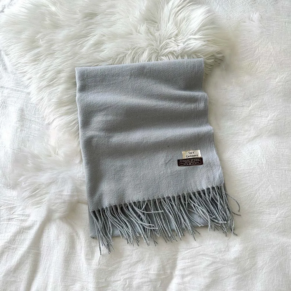 

Large Polyester Classic Wool Scarf Windproof Soft Solid Color Shawl Korean Style Warmer Long Neckscarf with Tassel Autumn