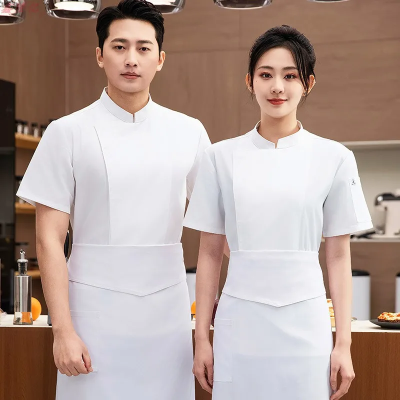 Veste de Chef d'été en maille fine et respirante à manches courtes, pour restauration, hôtel, Restaurant, cantine, pâtisserie, boulanger, vêtements de travail, vêtements de cuisine