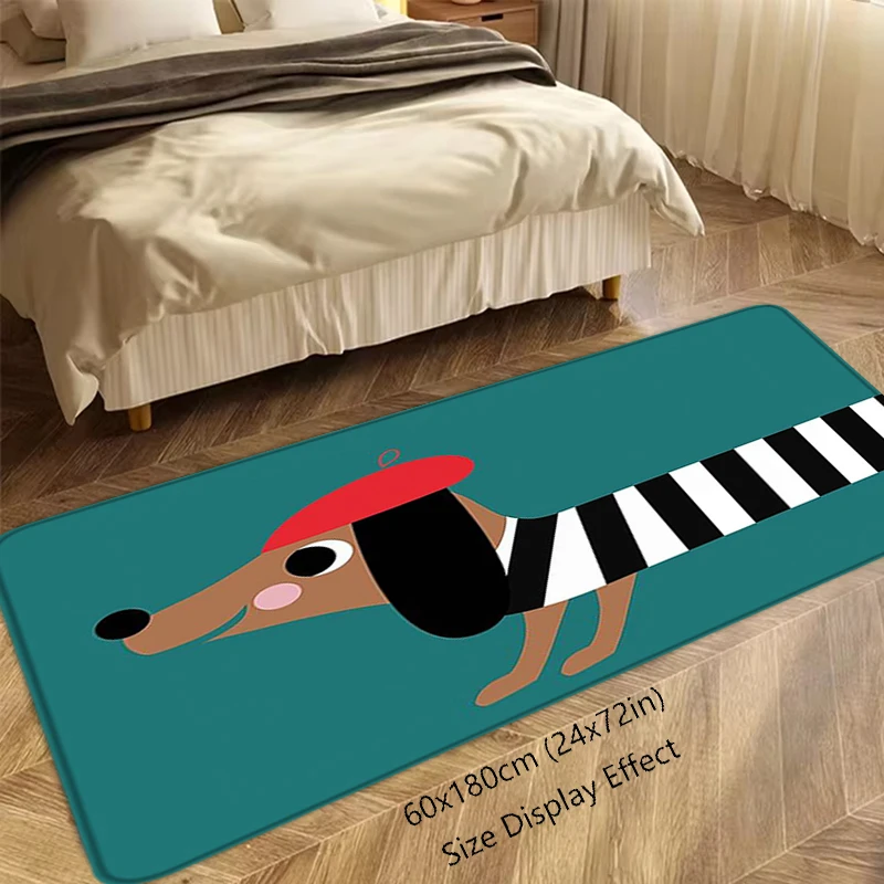 Tapis d'entrée pour maison, tapis de couloir, tapis de salon, tapis pour animaux de compagnie, tapis de sol antidérapant, motif Teckel (chien saucisse), décoration intérieure