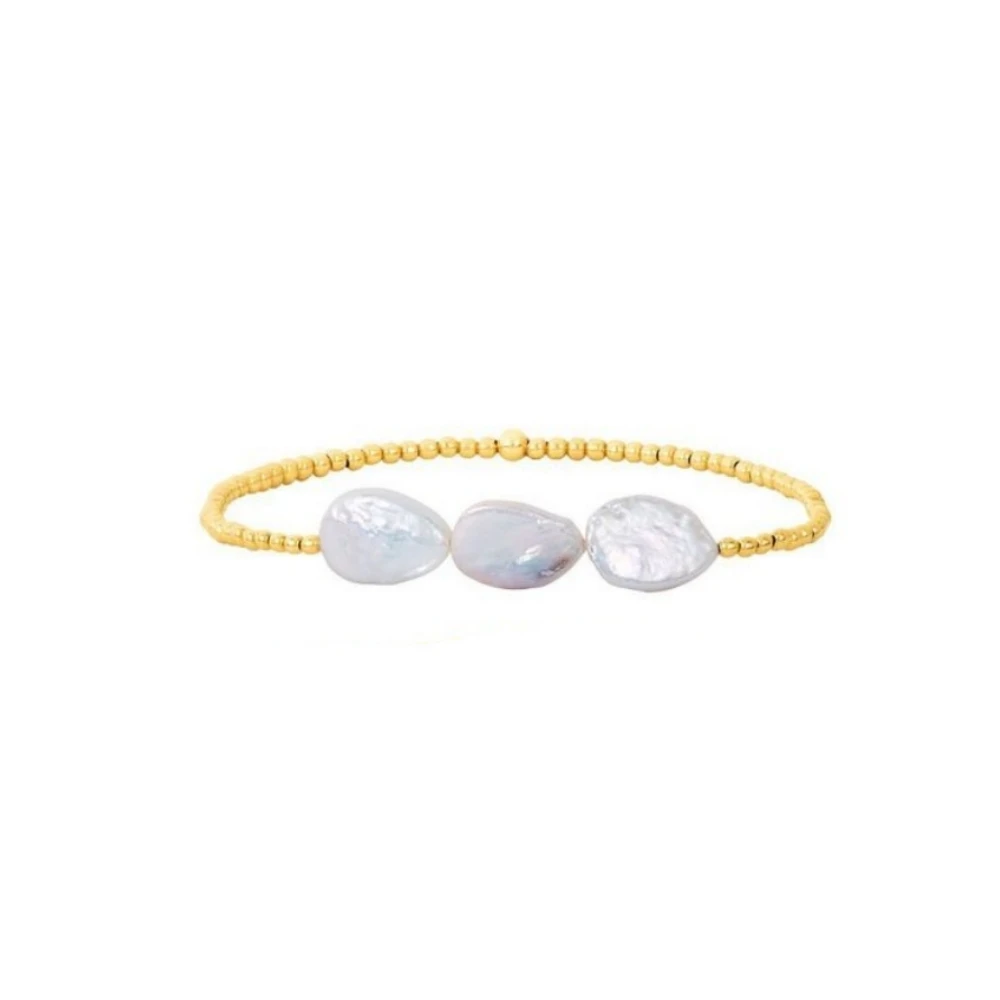 KKBEAD Natural Pearl Bracelet Set Luxury Jewelry Gift 18 K Gold Plated Beads Bracelets for Women Pulseras Gold Jewellery