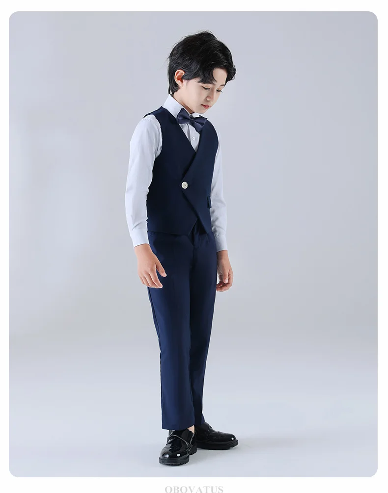 Luxuriöses Kinder-Anzug-Set für Teenager-Jungen, Hochzeit, Party, Jubiläum, Kleidungsset, 4-teilig, Kinder-Schuluniform-Outfit – Detail 5