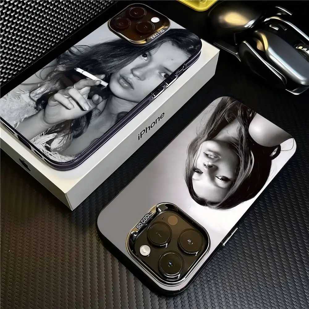 

Kate Moss Model Phone Case For IPhone 17 16 15 14 11 12 13 Pro Max Pro Plus Colored Silver Cover