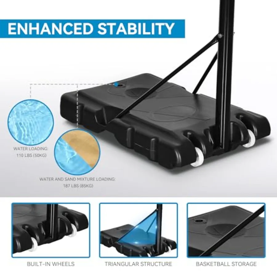 Портативные баскетбольные кольца для уличного баскетбольного кольца, регулируемое 10 футов, с небьющейся пластиной 44 дюйма и ободом 18 дюймов 4.