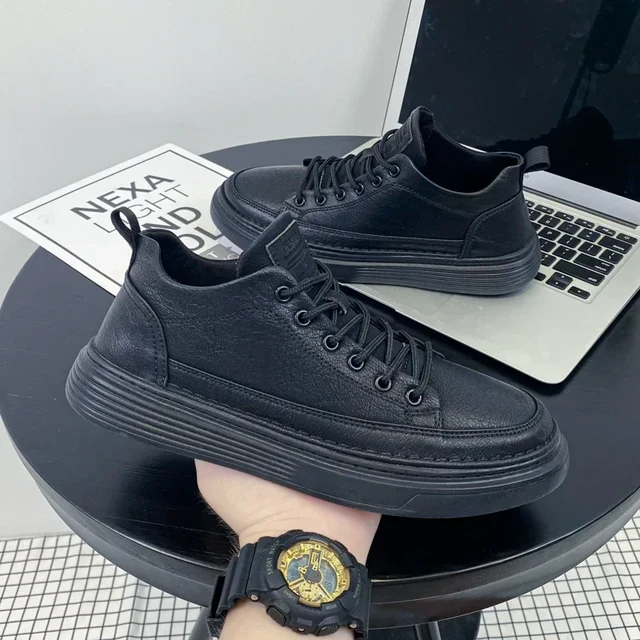 Sneakers thick outsole leather hot sale