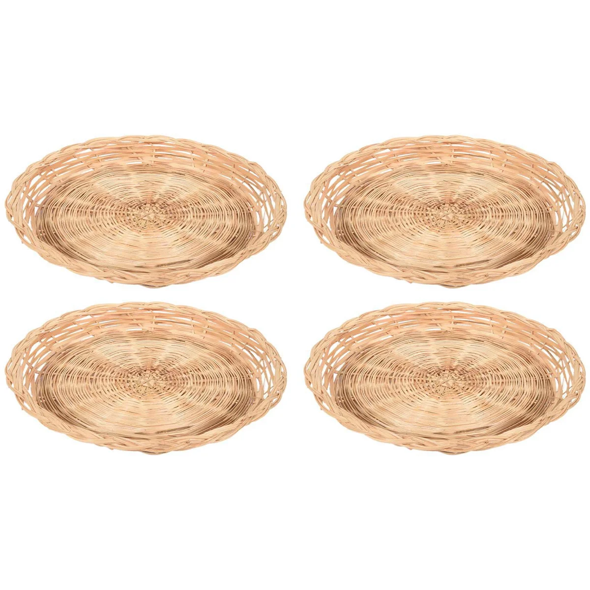 

4 Pcs Bamboo Paper Plate Holder - 10 Inch Round Woven Plate Holder, Reusable Paper Plate Holders for Picnic Party