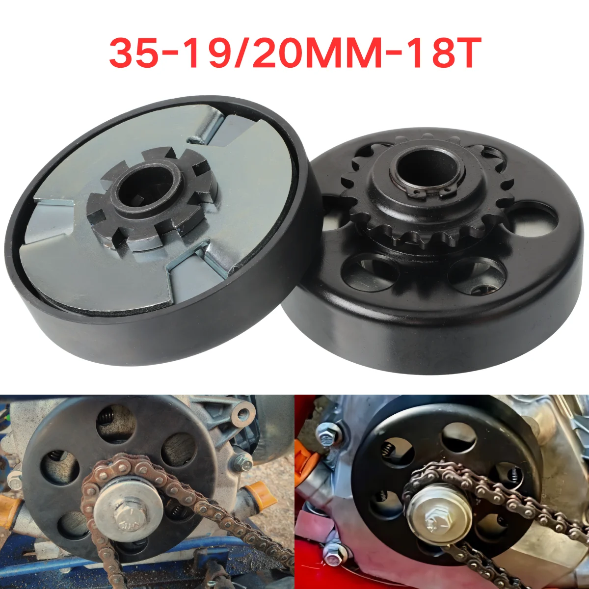 Embrague Centrífugo Automático de 19mm 20mm 18 Dientes Cadena 35 para Go Kart Karting Minimoto Repuestos de Motor Pequeño
