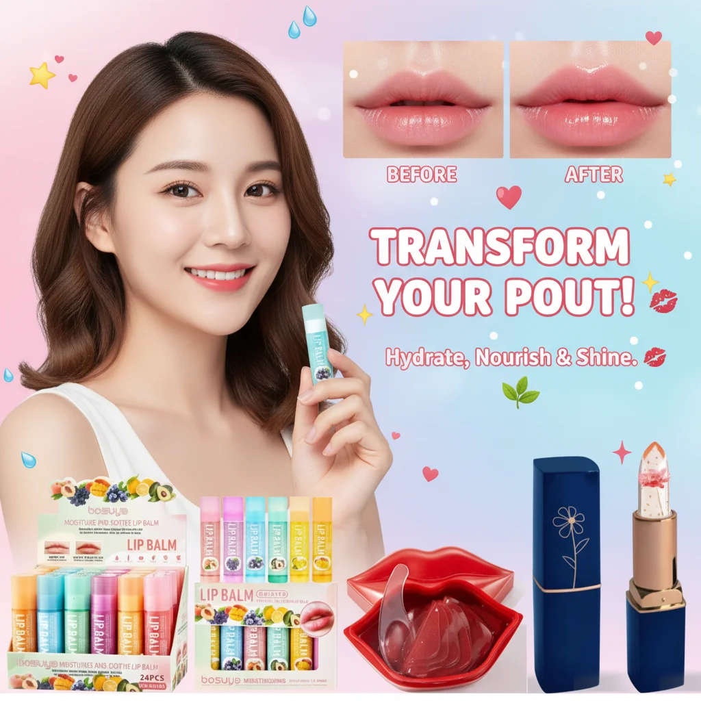 Set de Bálsamos Labiales de la Serie Frutas (6/24 Piezas), Hidratante, Reparador, Anti-agrietamiento, con Vitamina E, Bálsamo Labial de Cereza, Mascarilla Labial, Cuidado de la Piel