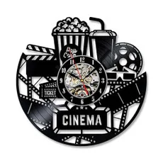 Creative Hollow Out Movie Popcorn Vinyl Record Style Plastic Wall Clock Electronic Gift