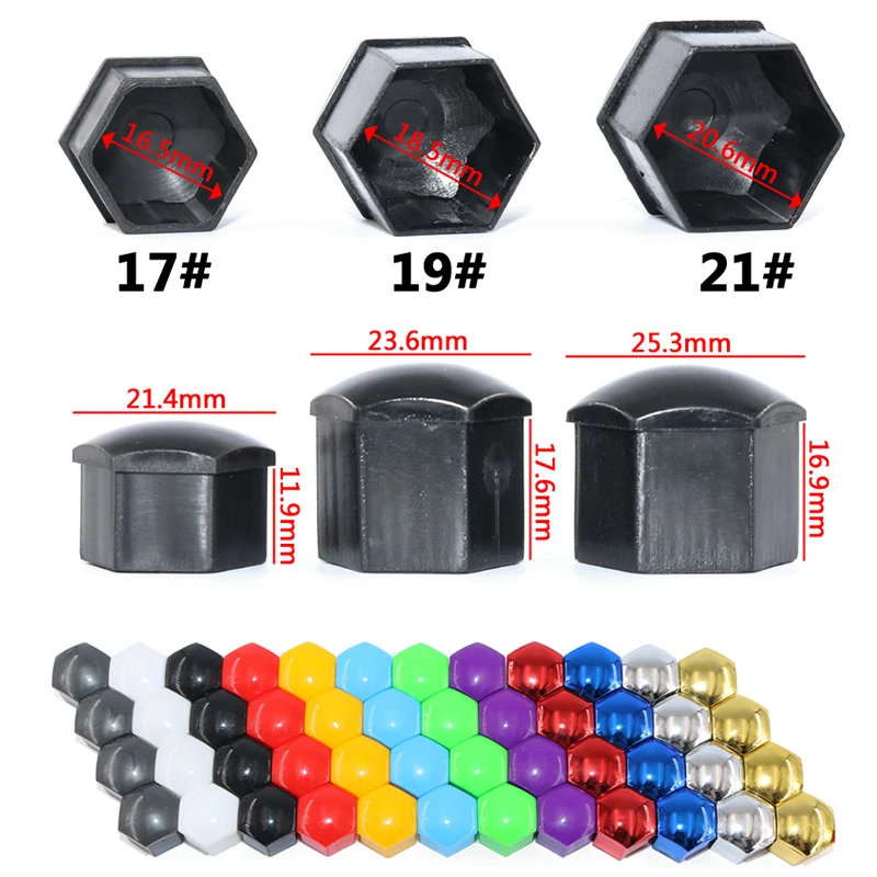 17/19/21MM 20Pcs Car Wheel Nut Head Cover Caps Protection Anti-Rust Auto Hub Screw Cover Car Tyre Nut Bolt Exterior Decoration