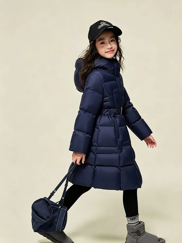 Mädchen-Daunenjacke 90% Weiße Entendaunen mit Kapuze, Tailliert, Anti-Durchdringung, Dick, Warm, Kinder-Winterjacke für kaltes Wetter A5104 – Detail 10