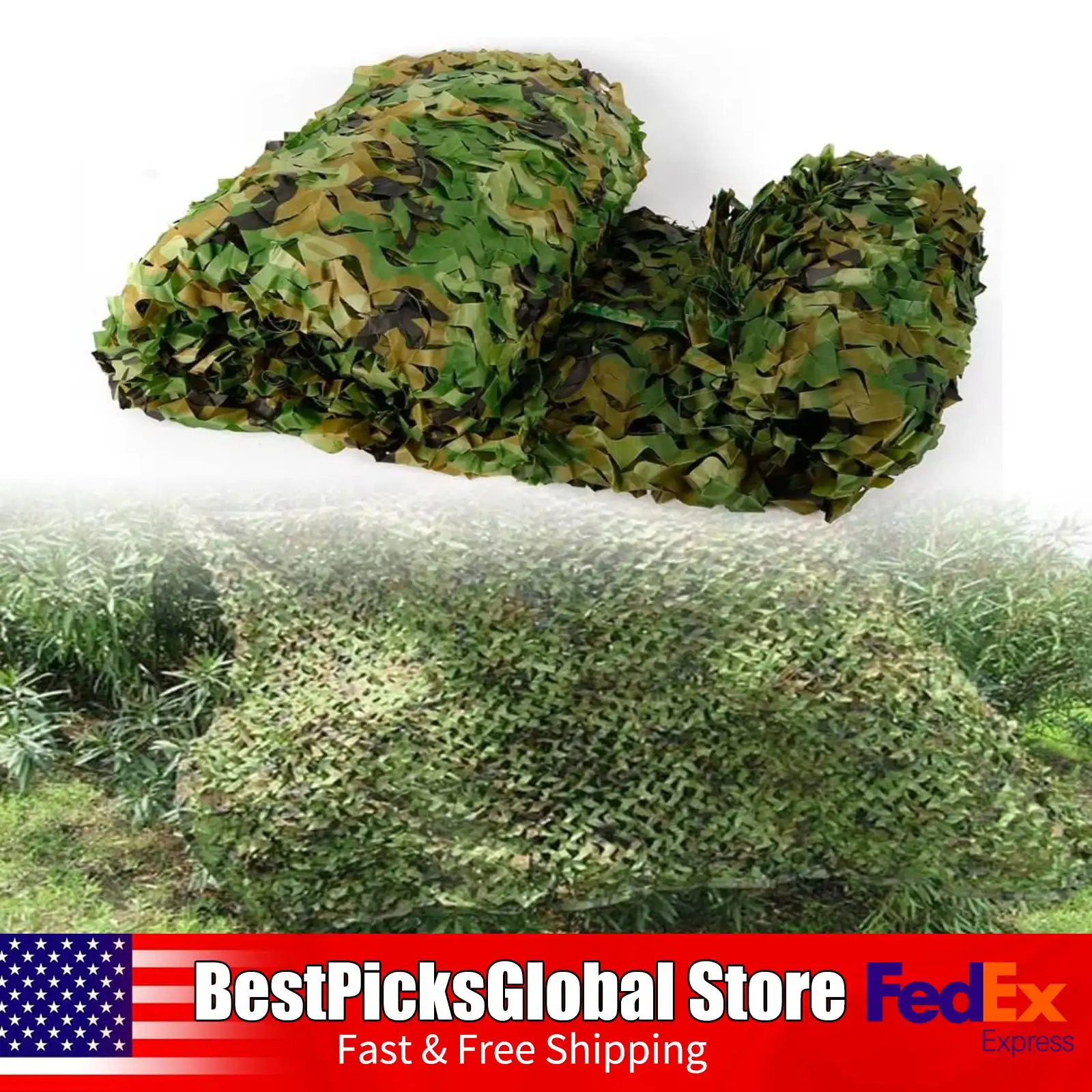 

Военная камуфляжная сетка 6x8м для охотничьих укрытий, с двойной прошивкой краев, легкая, портативная, с веревками