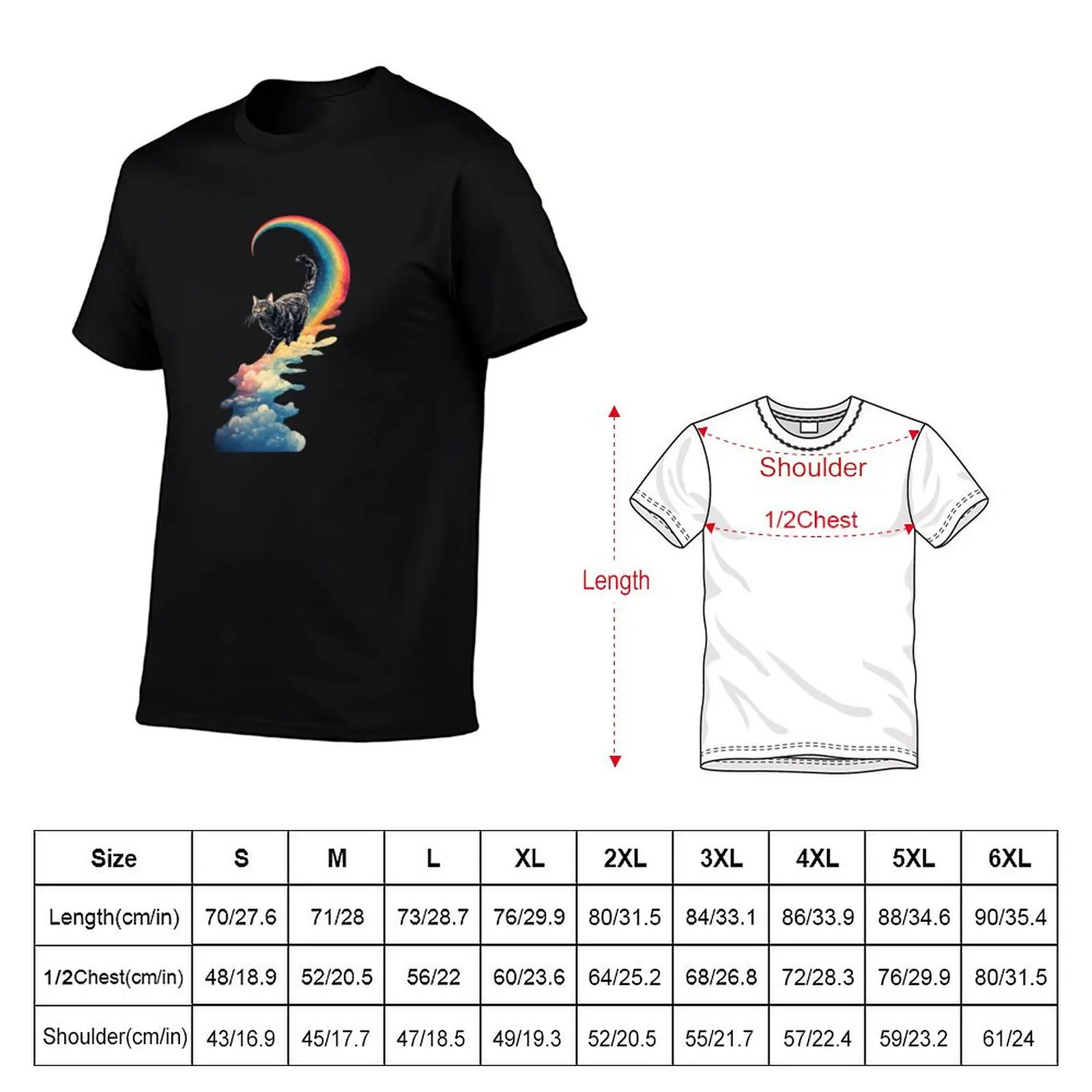 Rainbow cat T-Shirt luxury designer man clothes shirts graphic tees T-shirt men