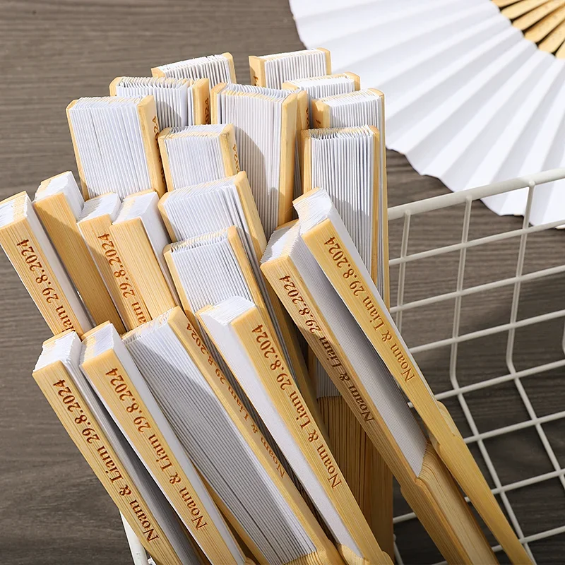 

For 50-100PCs Personalized Engraved folding silk hand fan with gift bag, elegant and personalized, custom wedding fans decorate