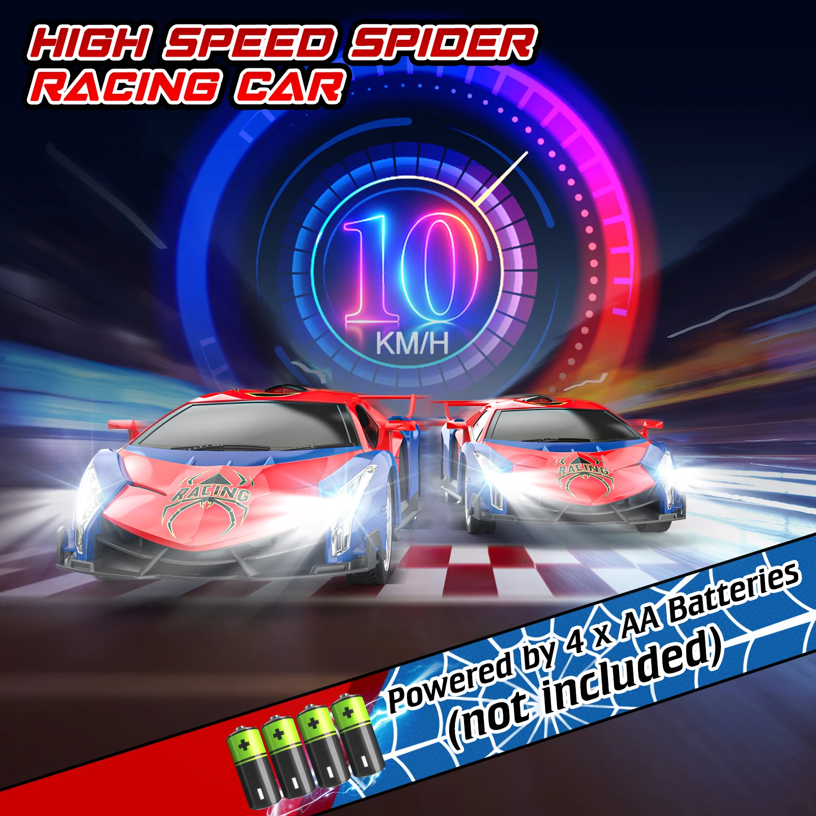 Remote Control Cars Spider Toys for 3 4 5 6 7 8 Year Old Boys 1:18 High Speed Sports Racing Drift RC Car with LED Light Boys Girls Gifts Age 3-12 Kids Toy Birthday Presents Indoor Outdoor Game